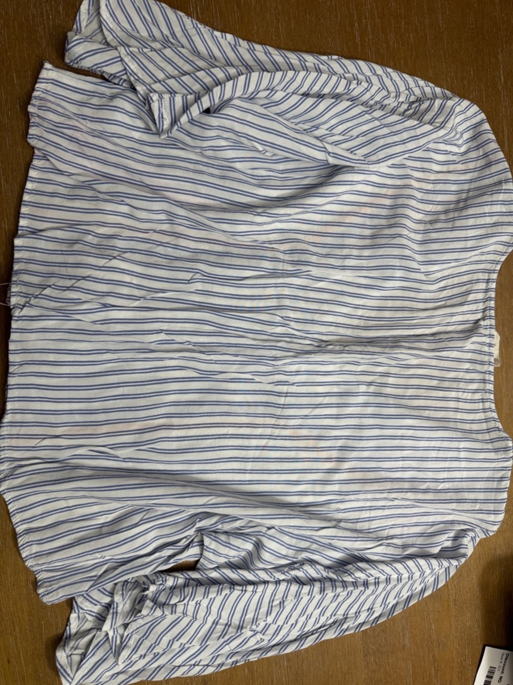 Altar’d State striped V-Neck Tie-Front Blouse with Coral & Blue Embroidery - Picture 4 of 4